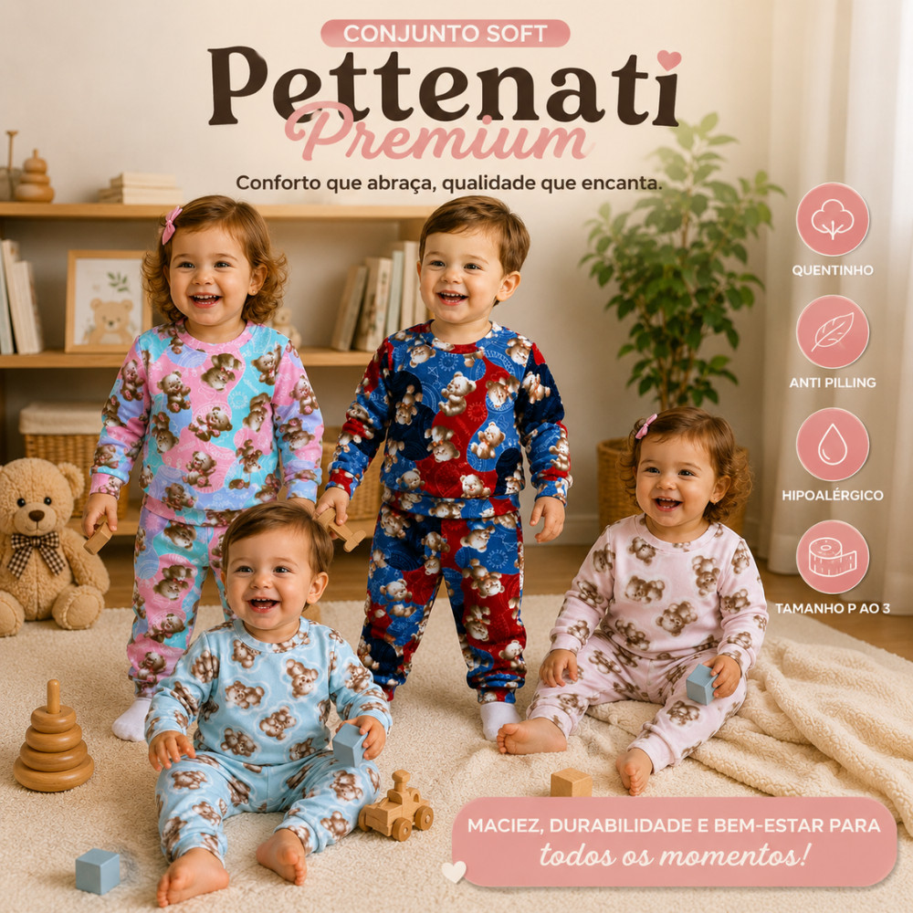 Conjunto Microsoft Pettenati Premium Infantil  Bebê Inverno Quentinho 