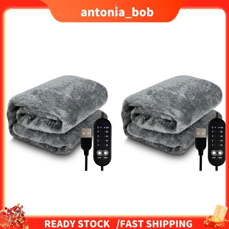 2X Cobertor De Aquecimento Elétrico USB Aquecedor Pelúcia Inverno Temperatura Ajustável Tempo Almofada 80x160cm