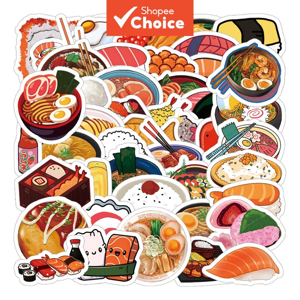 Adesivos Estéticos À Prova D'água , Pacote De Tema De Comida Japonesa , 250 Peças , Retrô , Y2K , Centro , Fofos , Anime