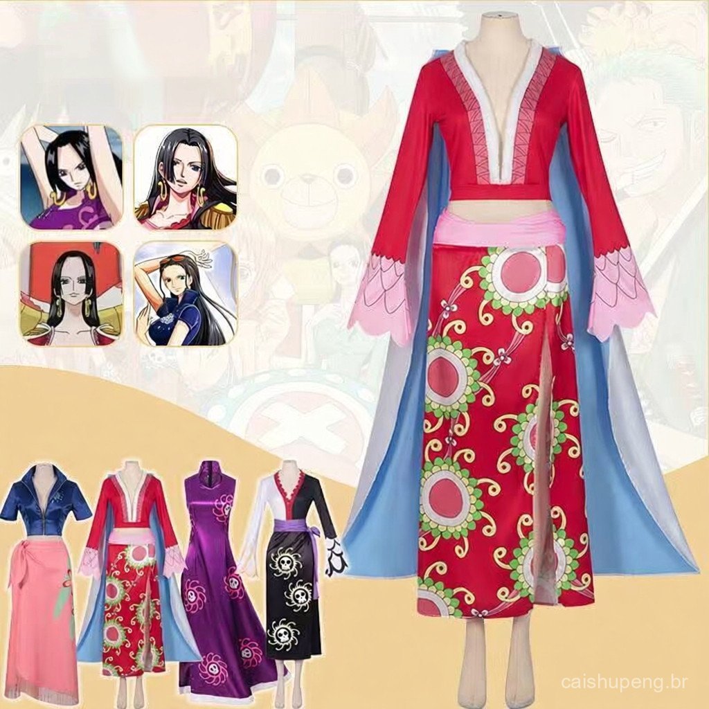 Fantasia de Cosplay One Piece Boa Hancock Boya Hankokku Personagem de Anime Cheongsam Conjunto Completo OKfl ZD07