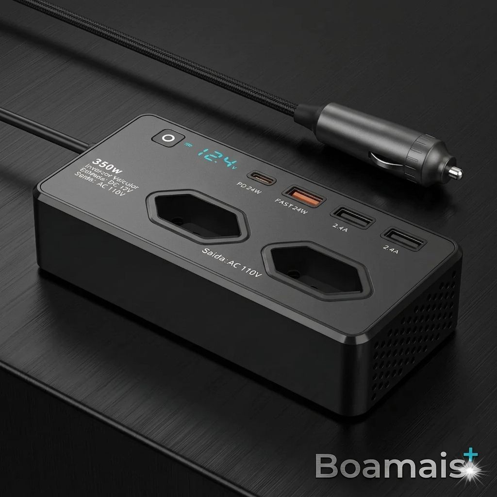 Inversor 350W Automotivo Veicular De Tensão 12V Para 110V Digital Carro Tipo C USB Tomada FY-1125