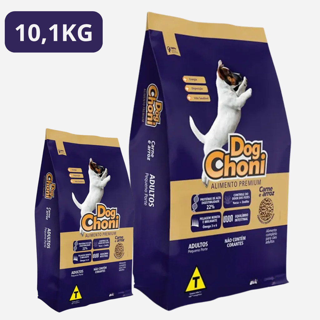 Detalhes do Ração Dog Choni Premium Adultos Pequeno Porte Carne e Arroz 10,1kg para Cães