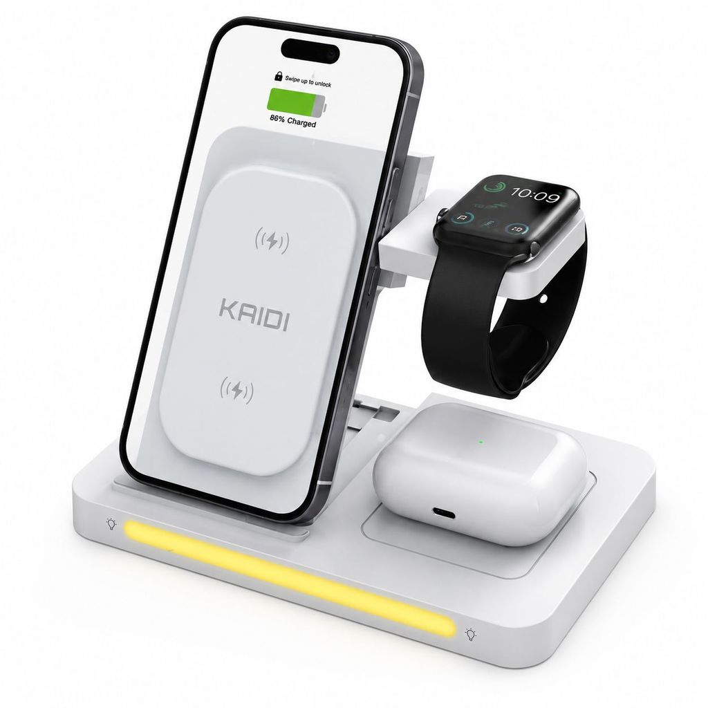 Carregador Rápido Indução Sem Fio Kaidi KNC9097 3 em 1 15W