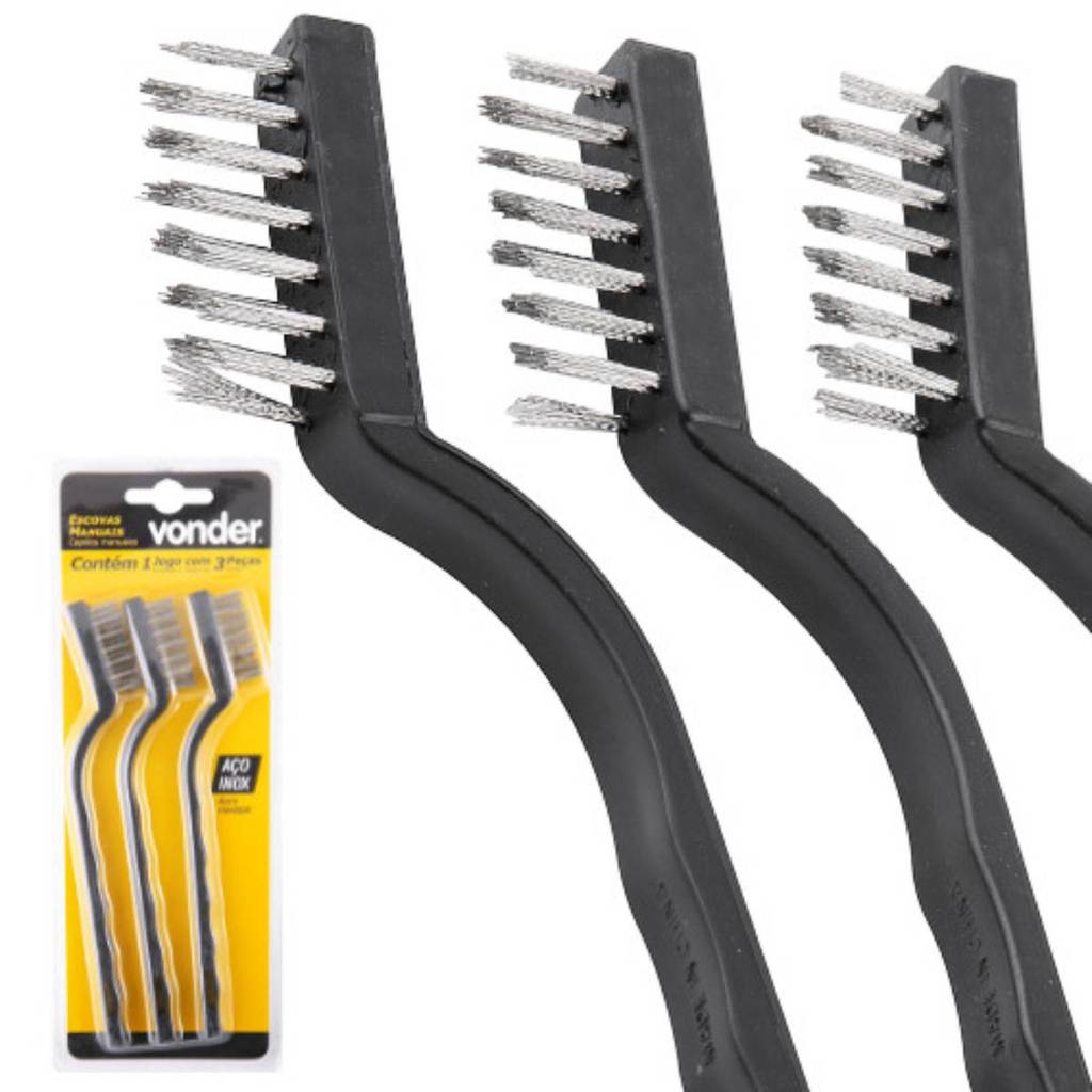 Escova de Aço Manuais Com 3 Peças Kit de escova de aco Multiuso Para Limpeza Aço Inox Vonder 3 Und