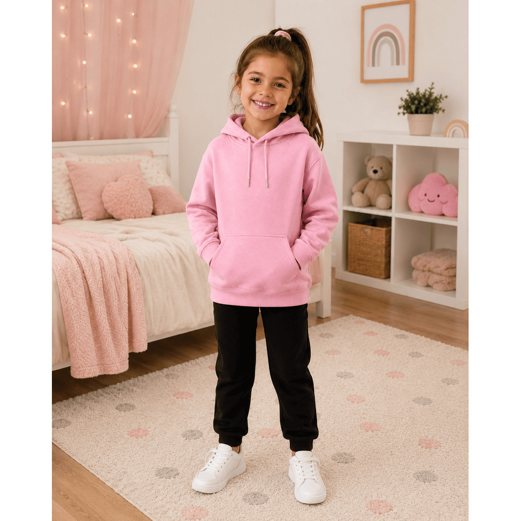 Conjunto Menina Infantil Moletom Flanelado com Capuz – Blusa Canguru + Calça Quentinha e Confortável