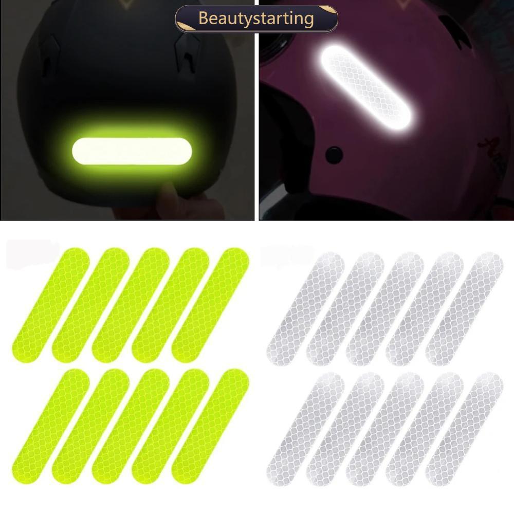 BEAUTYSTARTING 10 Peças Adesivos Refletivos De Aviso Para Capacete De Motocicleta Segurança Noturna Acessórios De Direçã