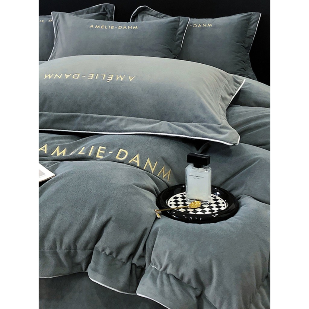 High-End luz luxo bebê velo conjunto de quatro peças inverno Coral flanela leite velo colcha capa lençol grosso