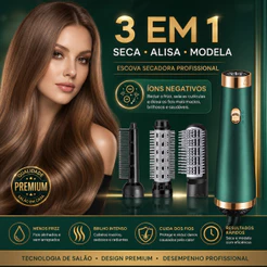 Escova Secadora 3 Em 1 Íon Negativo 110V Secador De Cabelo Pente De Ar Quente Modelador Profissional