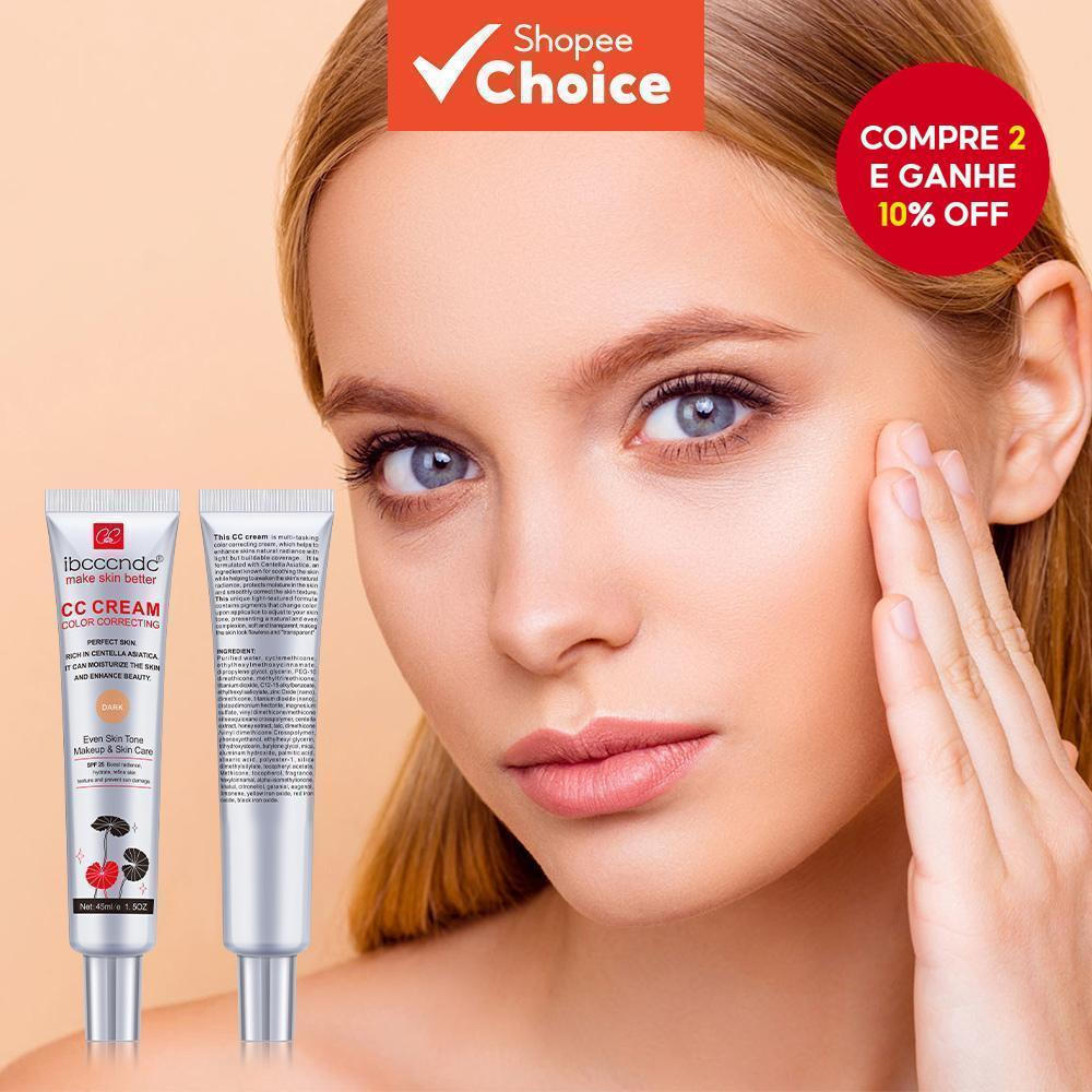 Novo creme CC com ajuste de cor, creme BB reparador com Centella asiatica, base líquida clareadora natural.