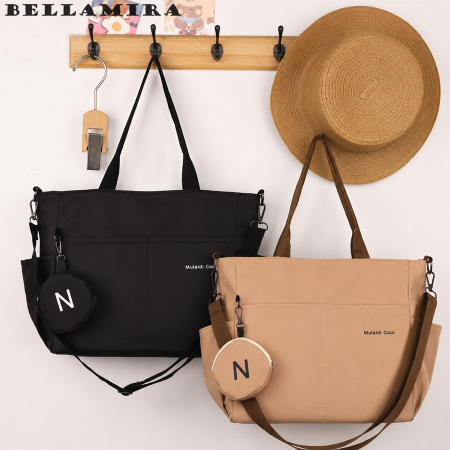 Bolsa Feminina Tote Em Nylon Casual, Grande Capacidade, Alça De Ombro E Mão, Bolsos Múltiplos, Uso Diário