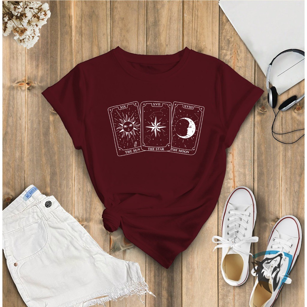 Camiseta Unissex Para O Dia A Dia Com Estampa De Cartas De Tarot Confortavel 100% Algodão