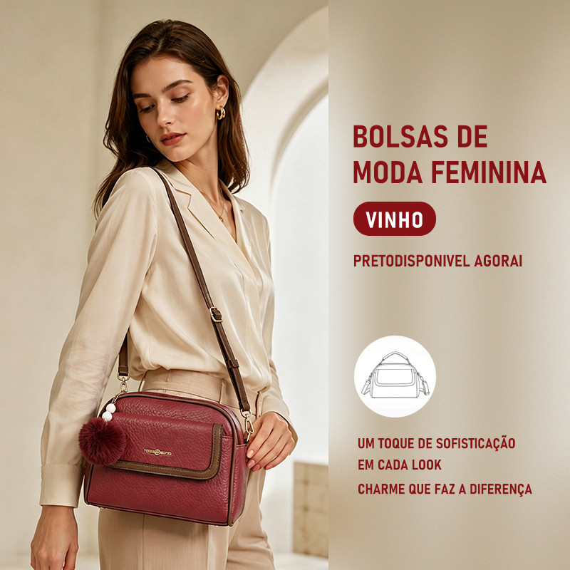 Bolsa Grande De Ombro Transversal Com Alça Lateral Feminina De Couro PU TM9090 TM
