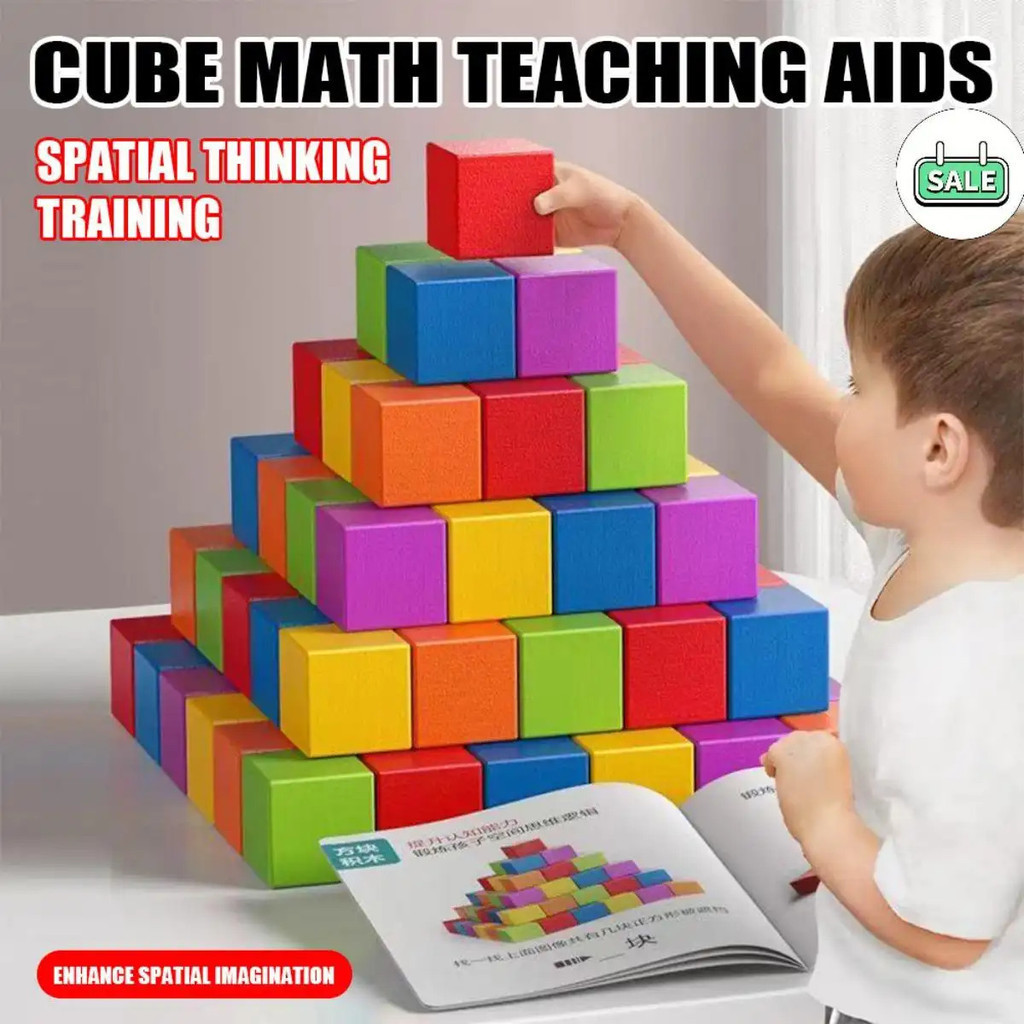 30 peças de cubos de madeira de 3cm - Materiais de matemática Montessori e blocos de construção STEM, brinquedos educati