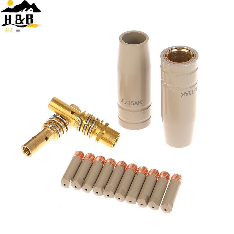 " H & B 14 Pcs Escória De Soldagem Não-sti Máquina De Proteção De Gás Airless Manga Protetora 15AK Novo Bocal Revestimen