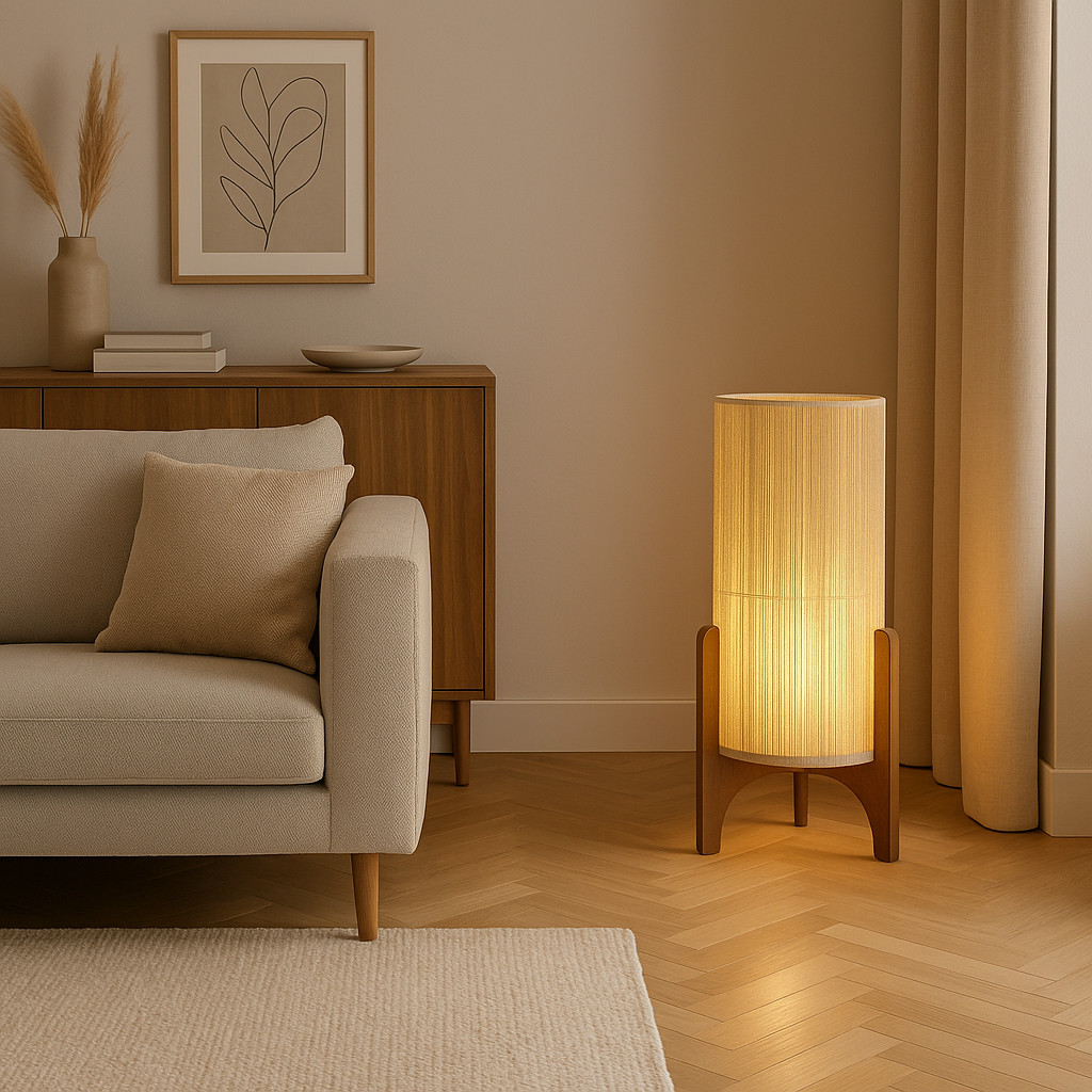 Luminária Chão Sisal Palha Decorativa Sala Estilo Retrô Classica 68cm