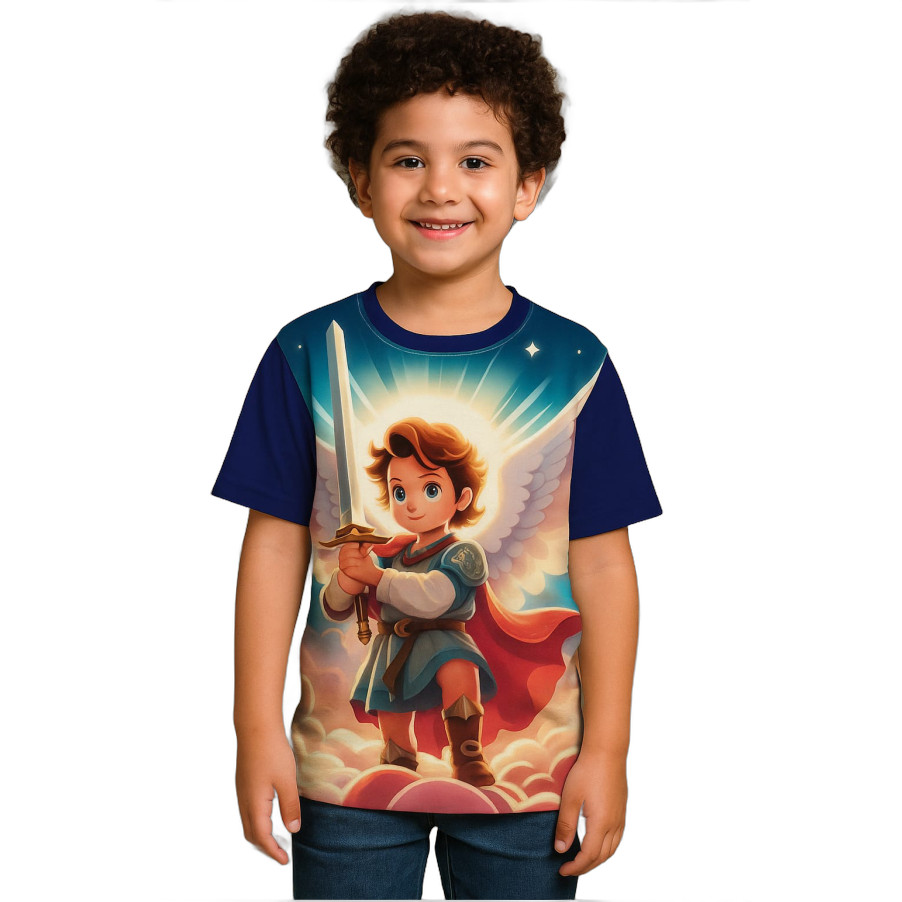 Camiseta infantil Religiosa Católica São Miguel CIFT3195 Camiseta infantil Religiosa Católica São Miguel CIFT3195