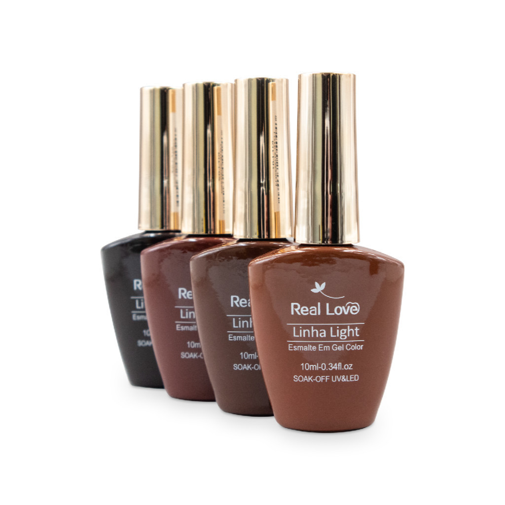 Kit com 4 Esmaltes em Tons de Marrom 10 ml - Real Love