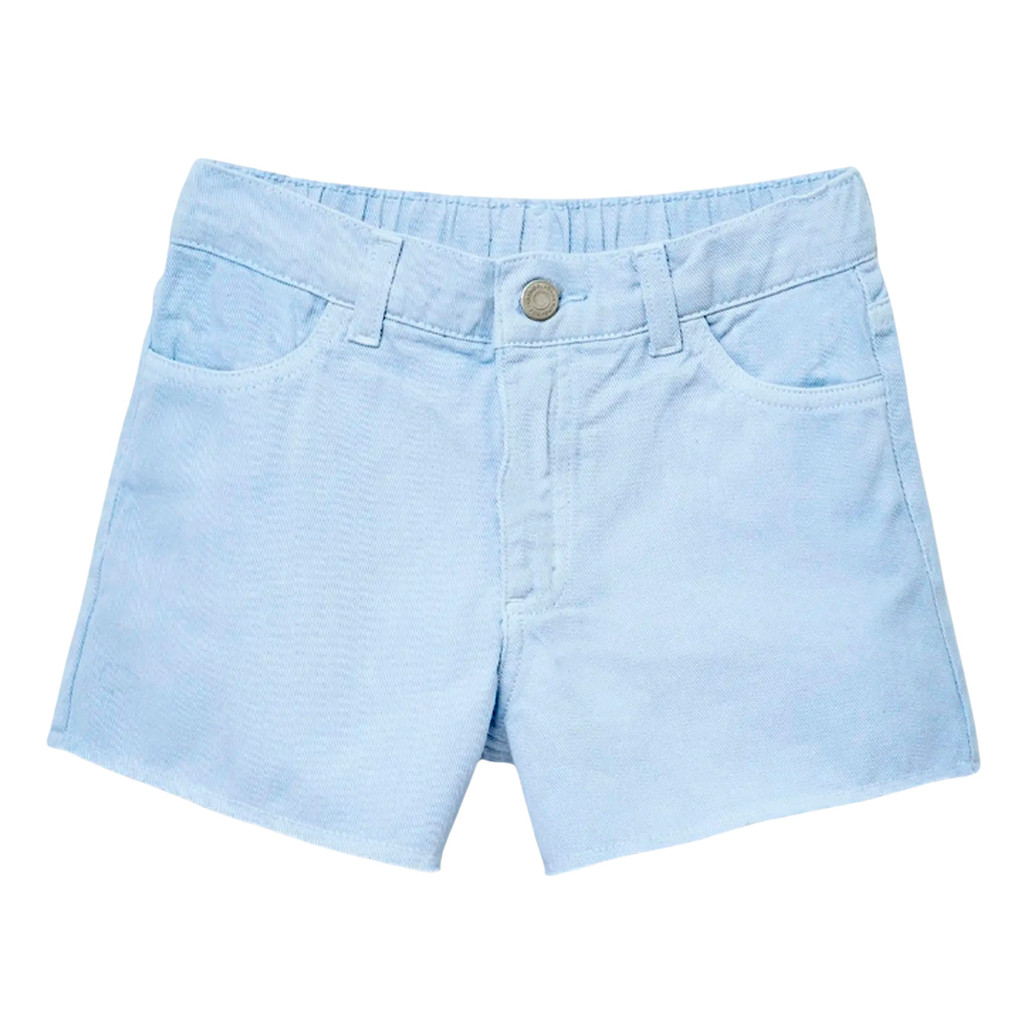 Shorts Jeans Hering Azul Infantil Menina Barra Desfiada Em Sarja