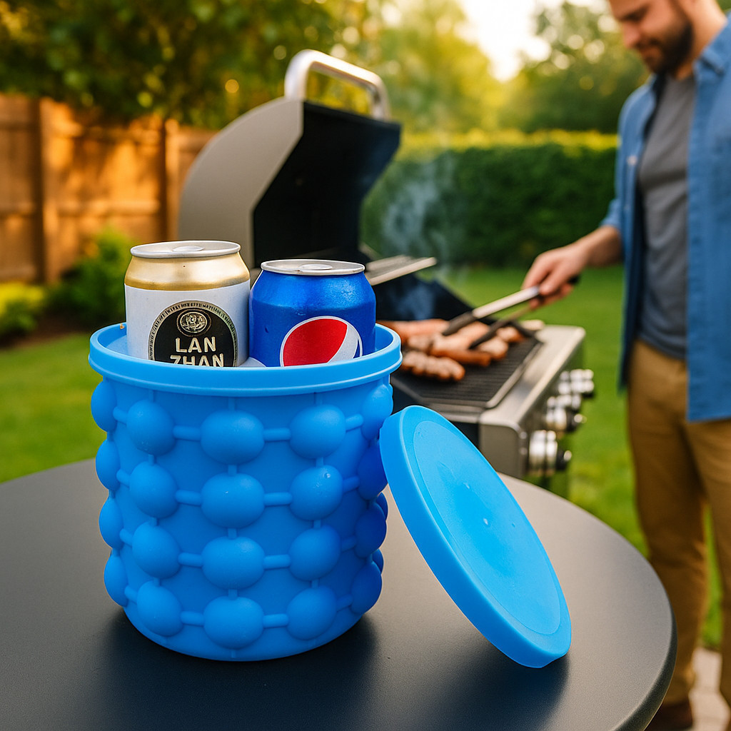 Balde Gelo Silicone Pote Recipiente Vasilha Latas Térmico Cubos Camping Drinks Conserva