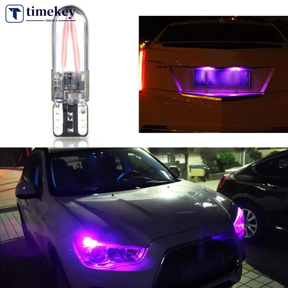 TIMEKEY 1Pc T10 Cor Roxa 194 168 W5W COB LED CANBUS Sílica Vidro Brilhante Lâmpadas De Licença C9I8
