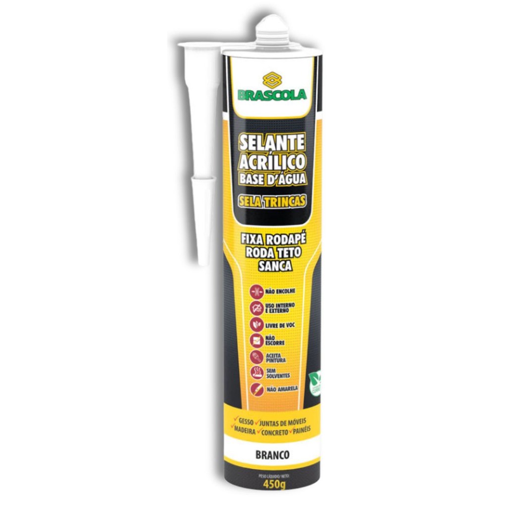 Sela Trincas à Base d'água Branco 450g Brascola- Para Rodapé Teto Sanca
