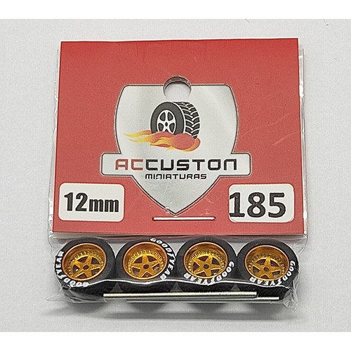 Rodas com pneu de borracha Para Customização de Hot Wheels Matchbox e Miniaturas 1/64  Ac Custon  12 mm modelo 185