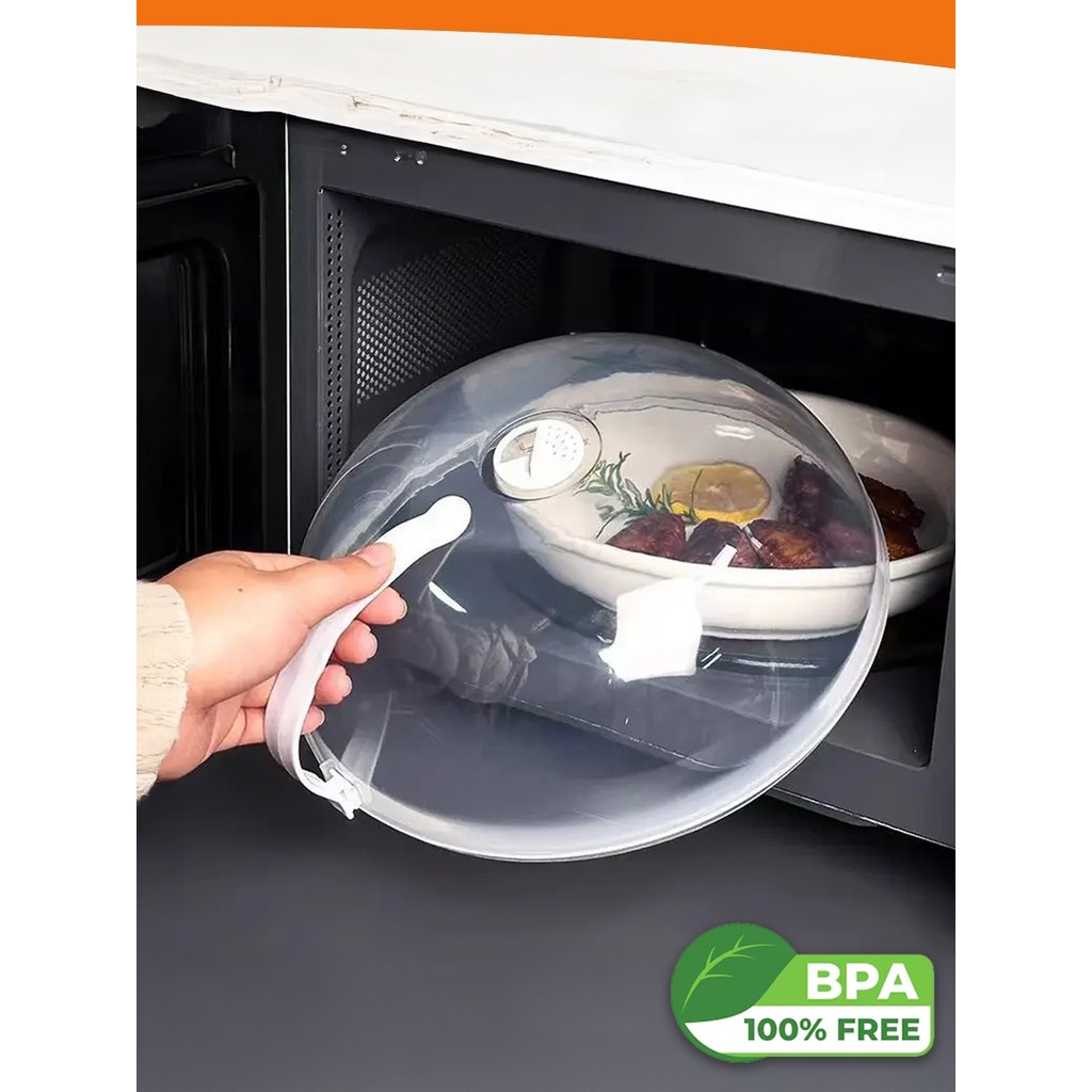 Tampa De Microondas Para Alimentos Com Válvula e Alça De Plastico Diâmetro 9x25,5cm  Nano Shop