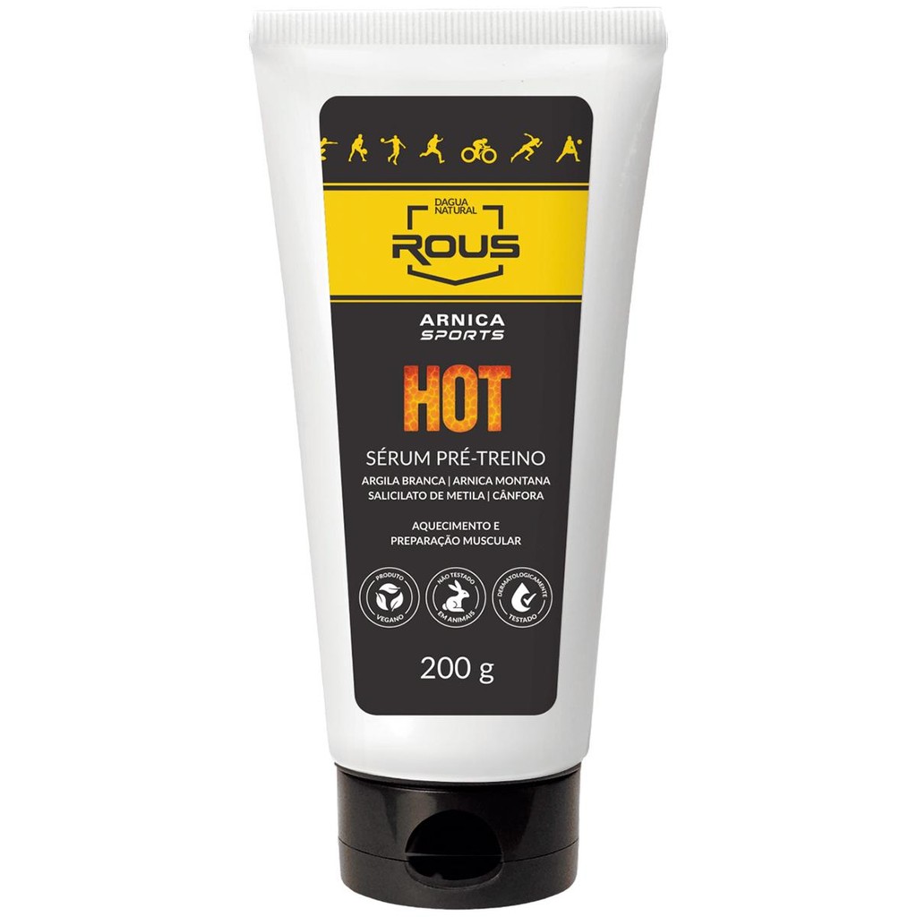 Sérum Arnica Sports ROUS Hot Pré Treino 200g Dagua Natural Argila Branca Arnica Montana Cânfora