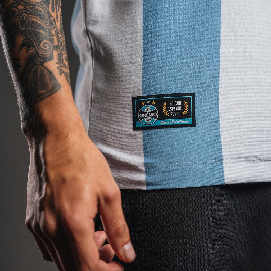 Detalhes do Camisa Grêmio Retrô 1917 Listrada Masculina Oficial