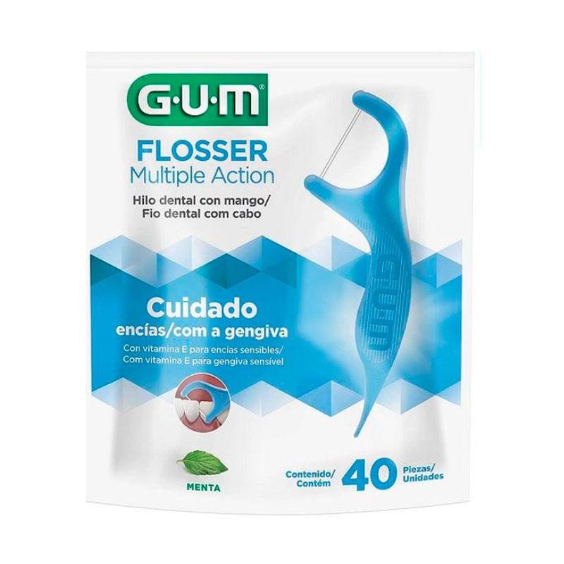 Fio Dental com Haste Flosser G.U.M. Multiple Action 40 Unidades em Oferta na Shopee