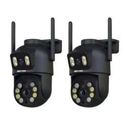 Kit 2 Câmera de Segurança Wi-fi Preto Dome de Dupla Lente com Sensor de Movimento - com App ICSEE