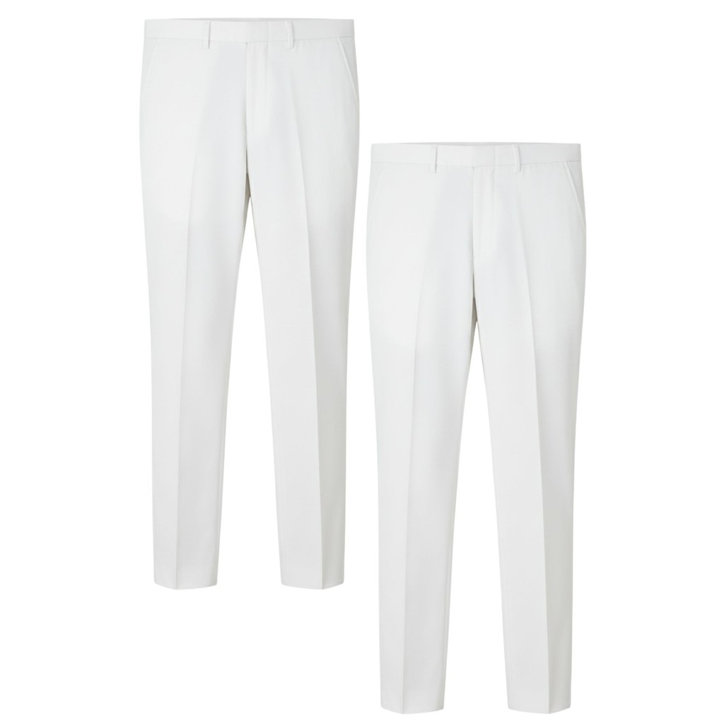 KIT 2 Peças - Calça Social Masculina Slim Branca Calça de Terno Tecido Panamá Calça Formal Alfaiataria Homens