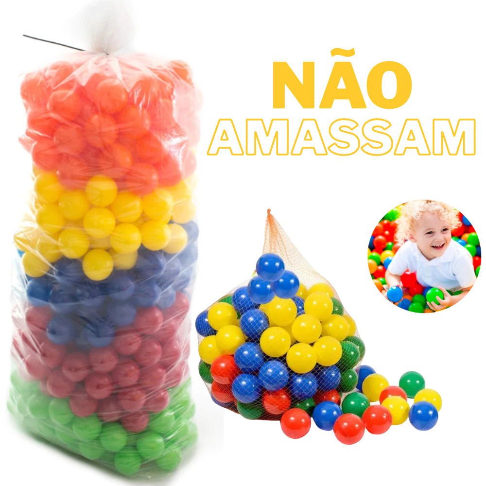 Bolinhas para Piscina 400 Unidades Coloridas Super Resistente Não Amassam 70mm