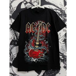 Camiseta Unissex Oversized Plus Size Feminina Masculina AC/DC Rock Clássico 100% Concerto Show Envio Imediato