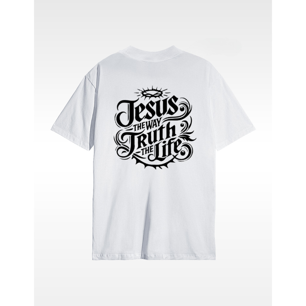 [Camiseta Premium em Algodão Puro]SISI Camiseta Estampa nas Costas Oversized 100% Algodão Jesus The Way