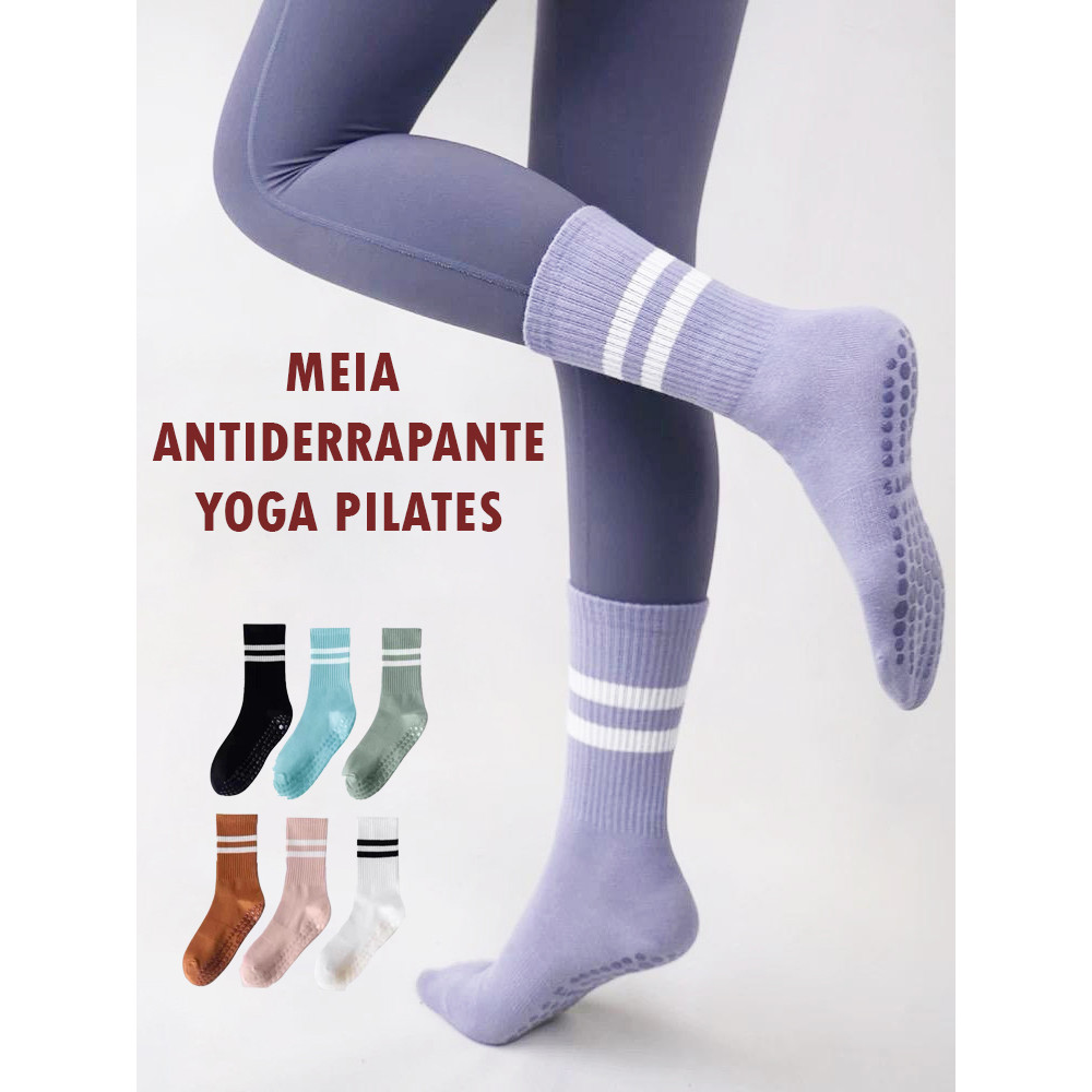 Kit Meia Antiderrapante Pilates Yoga Feminina Tamanho Médio em Oferta na Shopee