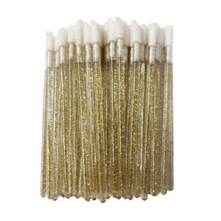100 Pincel Aplicador Batom e Maquiagem Gloss Descartável Transpparente com Glitter Dourado em Oferta na Shopee