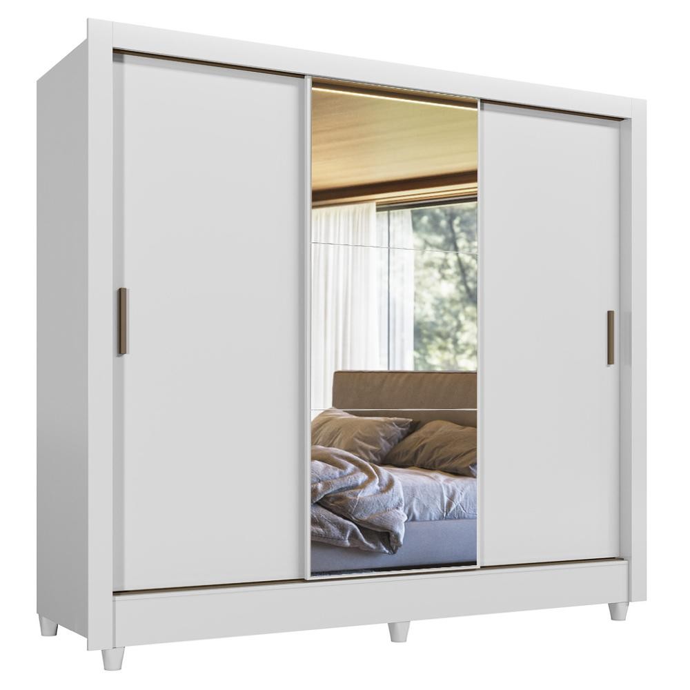 Guarda Roupas Casal com Espelho 3 Portas de Correr 2 Gavetas França Andirá em Oferta na Shopee