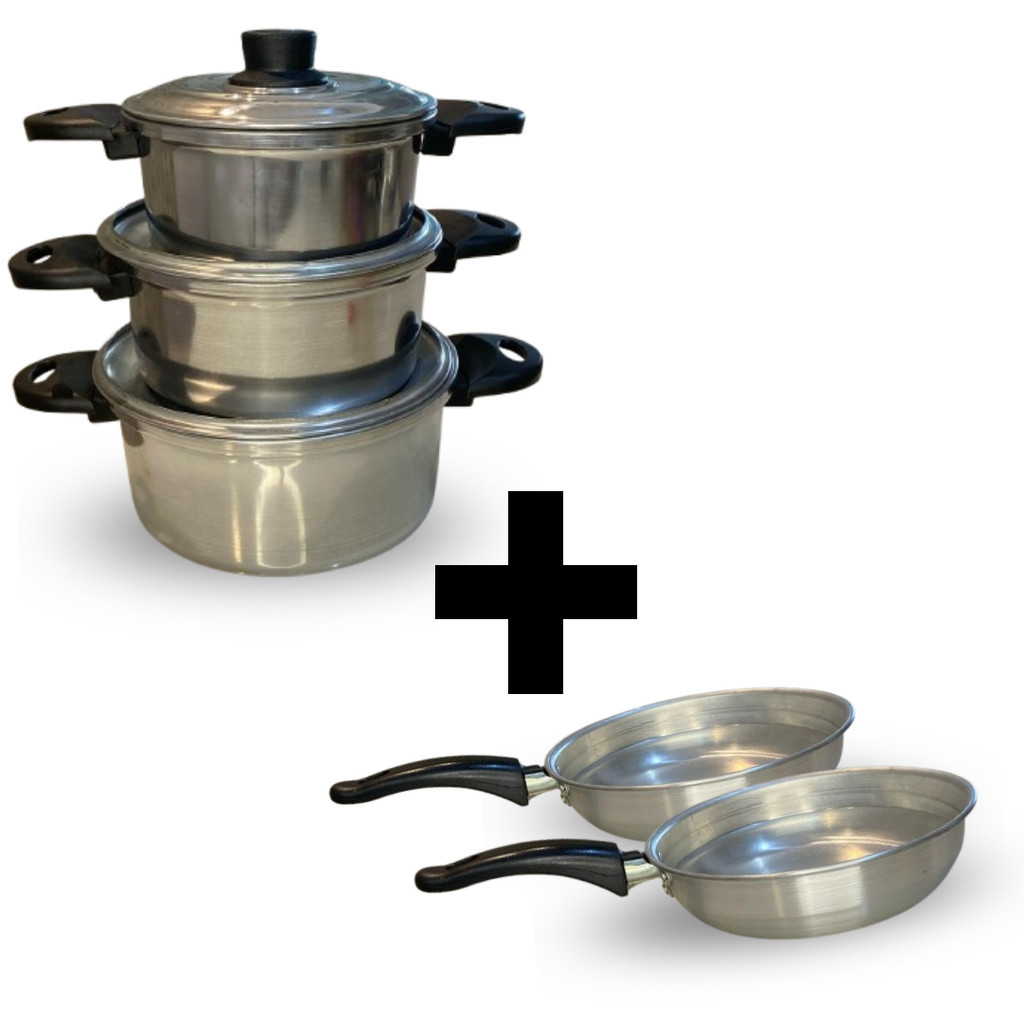 Kit jogo caçarola, de Panelas  em Alumínio, Polido grosso. em Oferta na Shopee