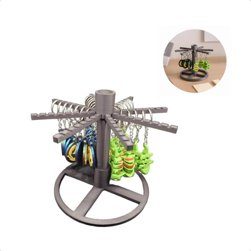 Suporte Porta Chaveiros Giratório De Mesa Display Com Base Estável e 8 Braços Para Organizar e Expor Coleções em Oferta na Shopee