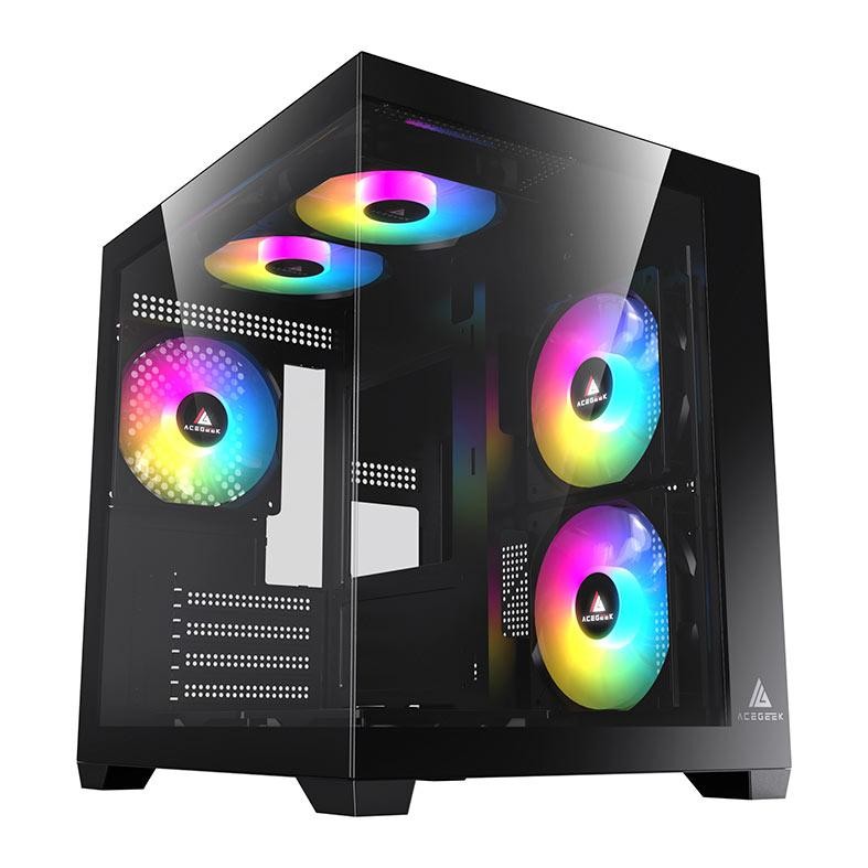 Gabinete Gamer Acegeek Neptune, Mid-Tower, Lateral de Vidro, Preto, AG-NEPTUNE-BK em Oferta na Shopee