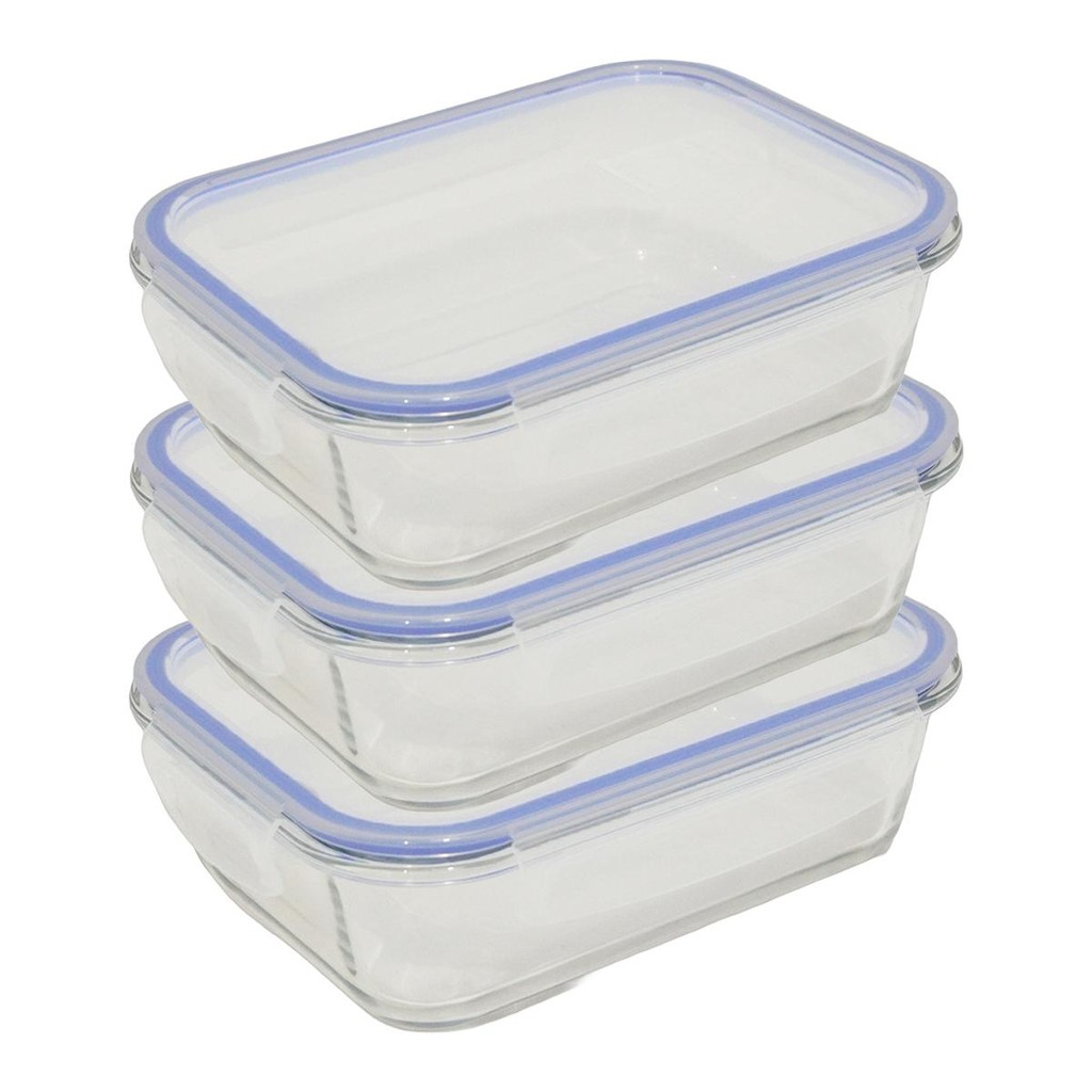 Kit Potes Herméticos de Vidro Retangular com 4 Travas 1,5L - Bela Flor em Oferta na Shopee