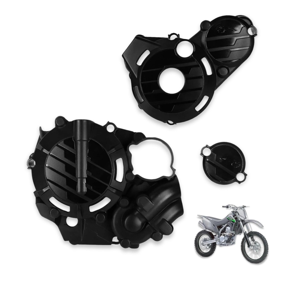 PROTETOR DE TAMPAS LATERAIS DO MOTOR KLX 300R (24-...) PRETO - AMX