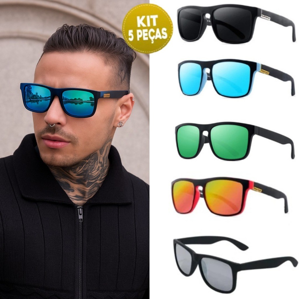 Kit 5 Óculos de Sol Polarizados Premium UV400 Masculino Feminino – Cores Sortidas Proteção Total