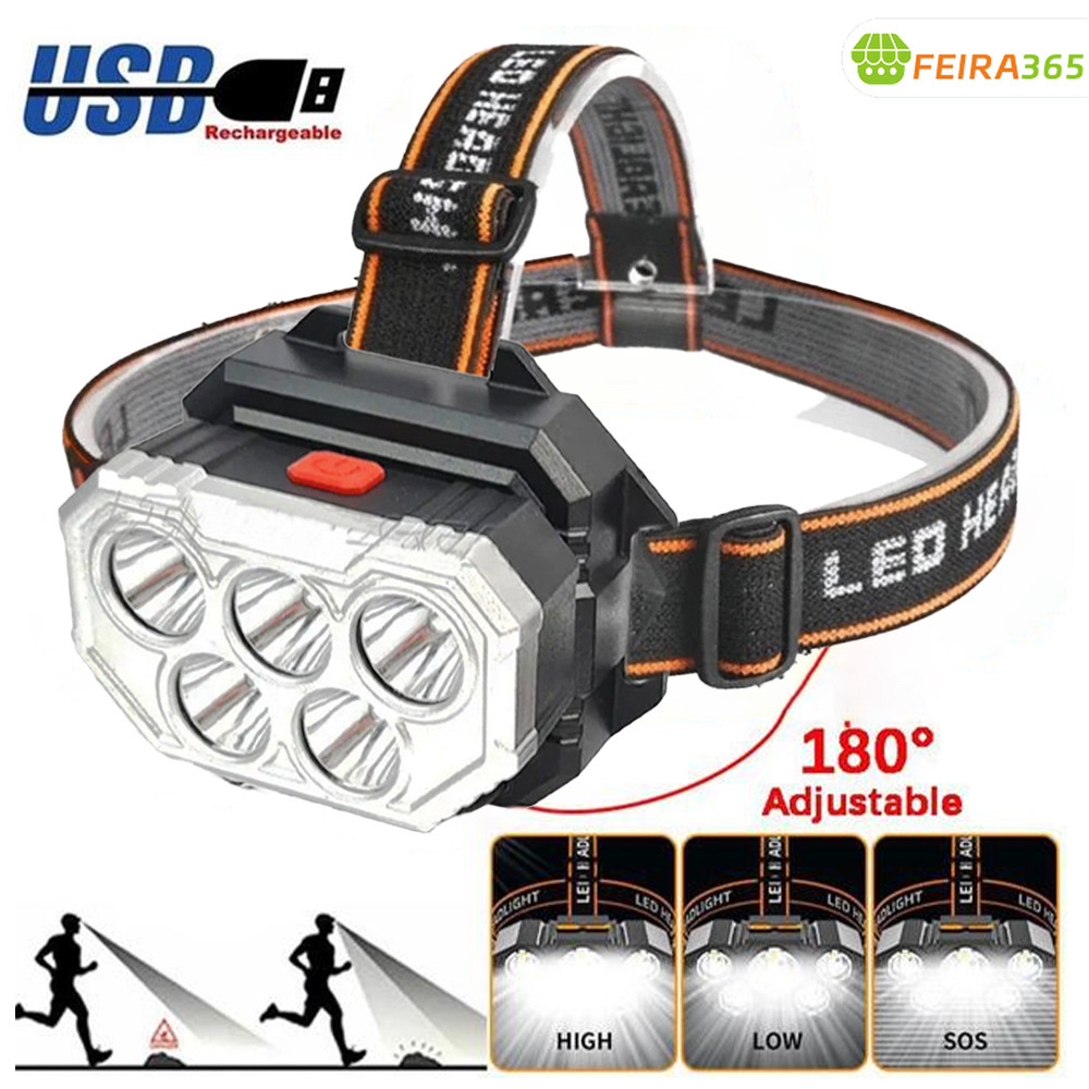 Lanterna USB recarregável para situações de pesca, Camping e emergência IPX5-950 Lumens (Sensor de toque)