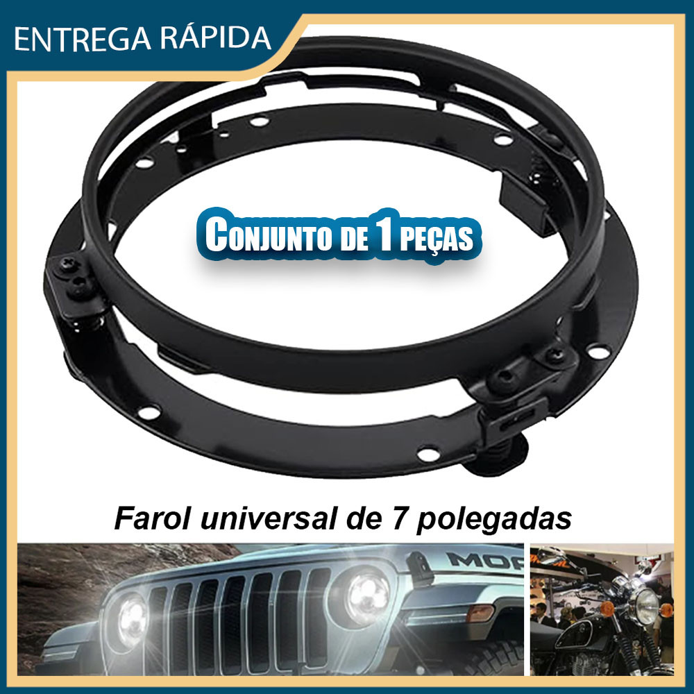 Preto Suporte Farol Led 7 Polegadas -Para Jeep Troller Fusca Kombi Universal