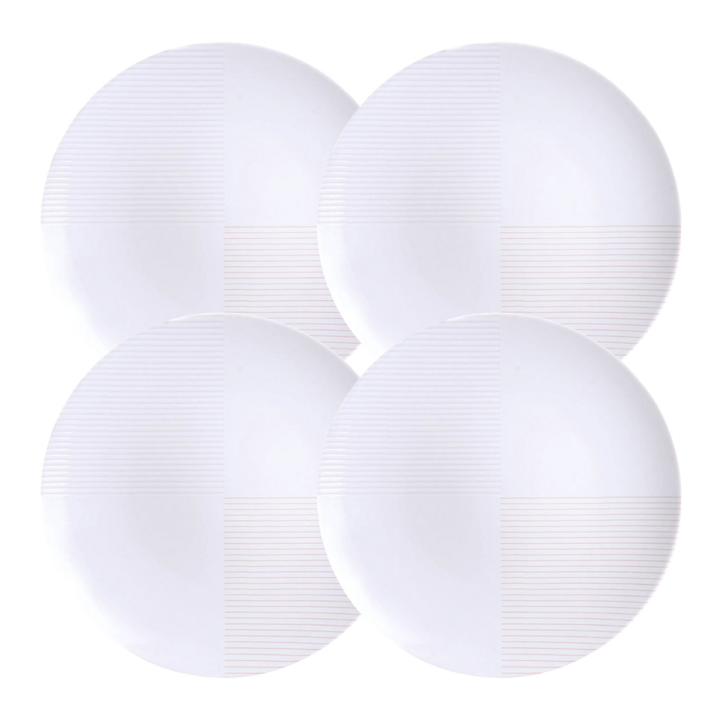 Jogo De Pratos Sobremesa Grid 21cm Kit 4 Peças Porcelana Tramontina
