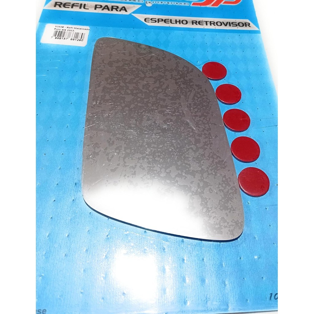 Lente Vidro Retrovisor Metalizado Compatível Polo Hatch e Sedan 2003-2009 Lado Esquerdo sem Base Plano