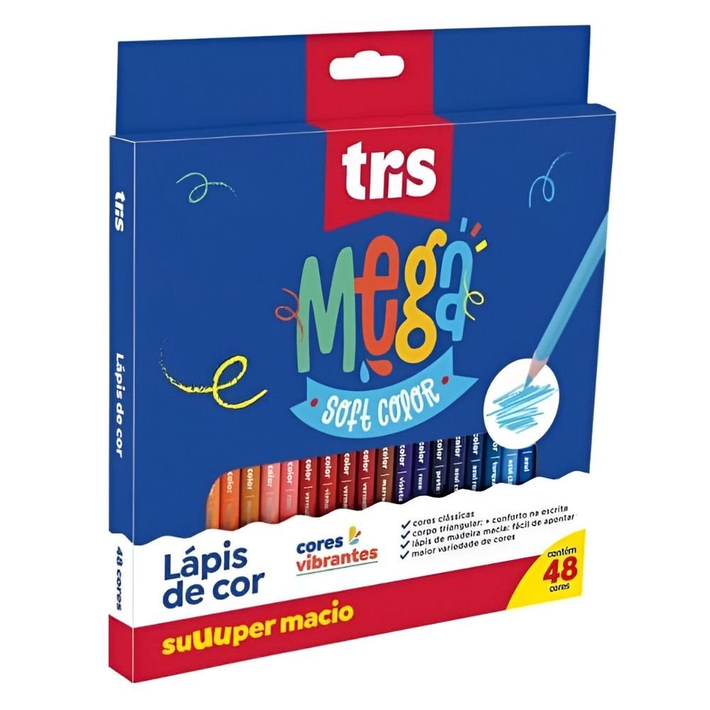 Lapis De Cor Mega Soft Color 48 Cores Tris em Oferta na Shopee