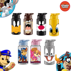 Garrafinha De Agua 500ml Looney Tunes Patrulha Canina Squeeze Infantil Decorada - piupiu frajola taz pernalonga patolino